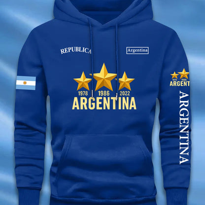 Sudadera casual elegante para hombre con estampado de la bandera argentina y letras