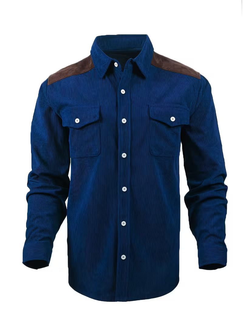 Camisa El Estanciero · Pana Canalada con Paneles de Cuero